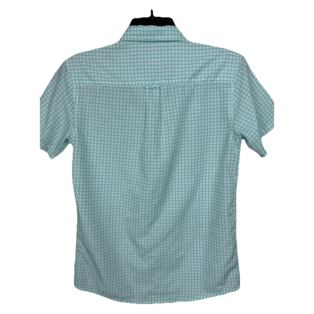 Southbound Boy's Button Up Shirt Short Sleeve Sz XL 14 Green white Checked - Picture 4 of 9